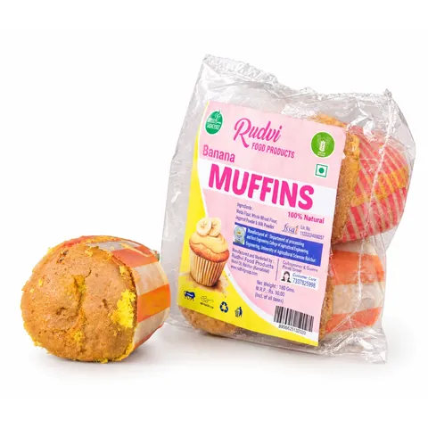 Rudvi Banana Muffins pack with muffins