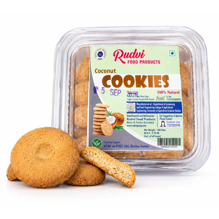 Rudvi Coconut Cookies box with coconut cookies